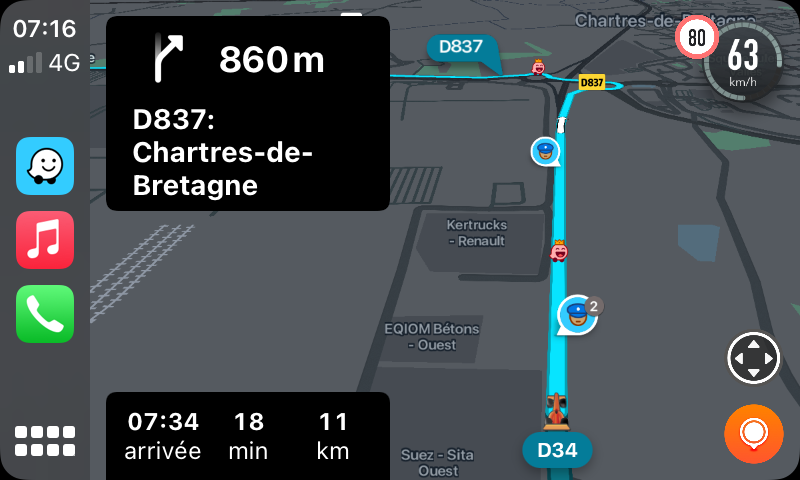 Image of Waze mapping interface