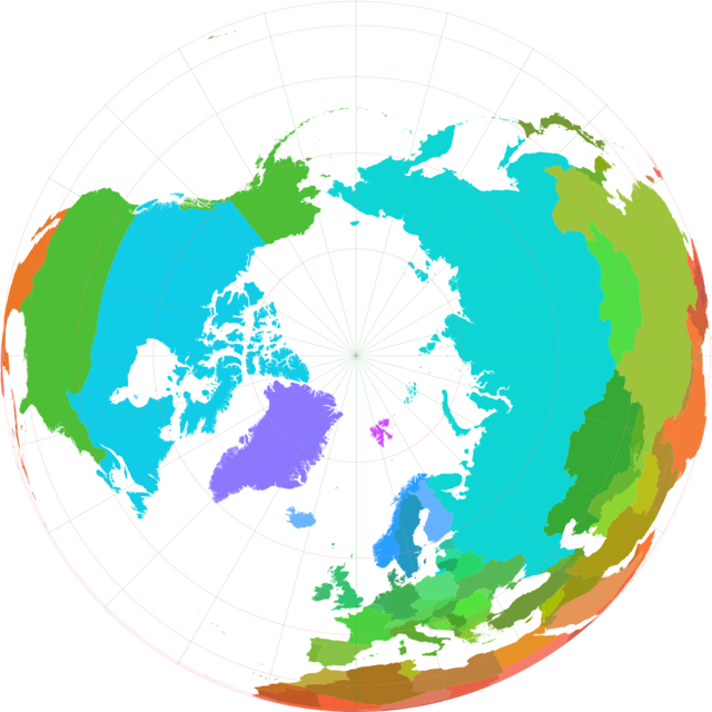 Map from North Pole