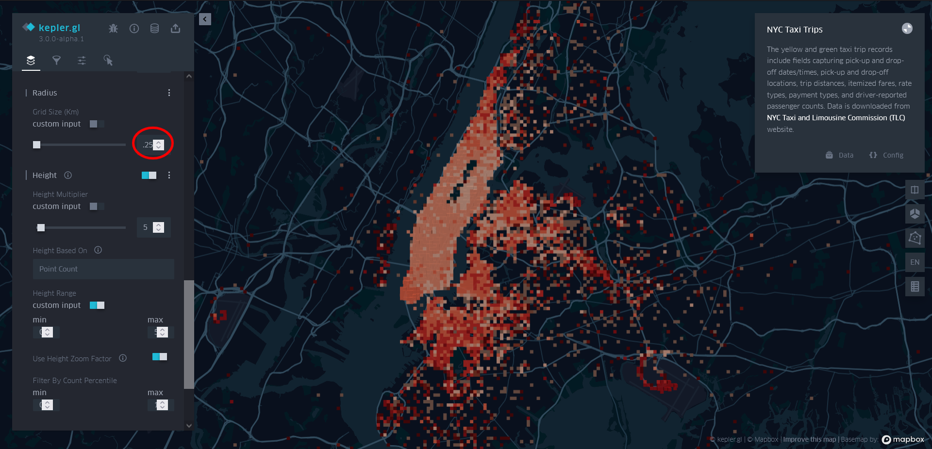 How to choose grid size for a heatmap in Kepler