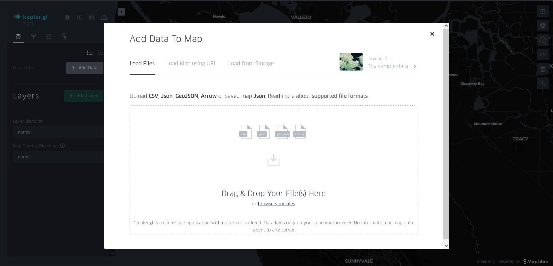 Kepler's data loading panel